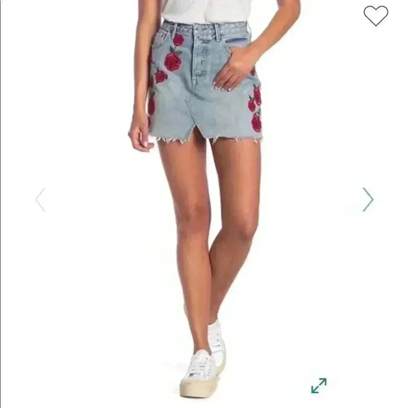 GRLFRND Embroidered Denim Skirt 90s style - Picture 3 of 3